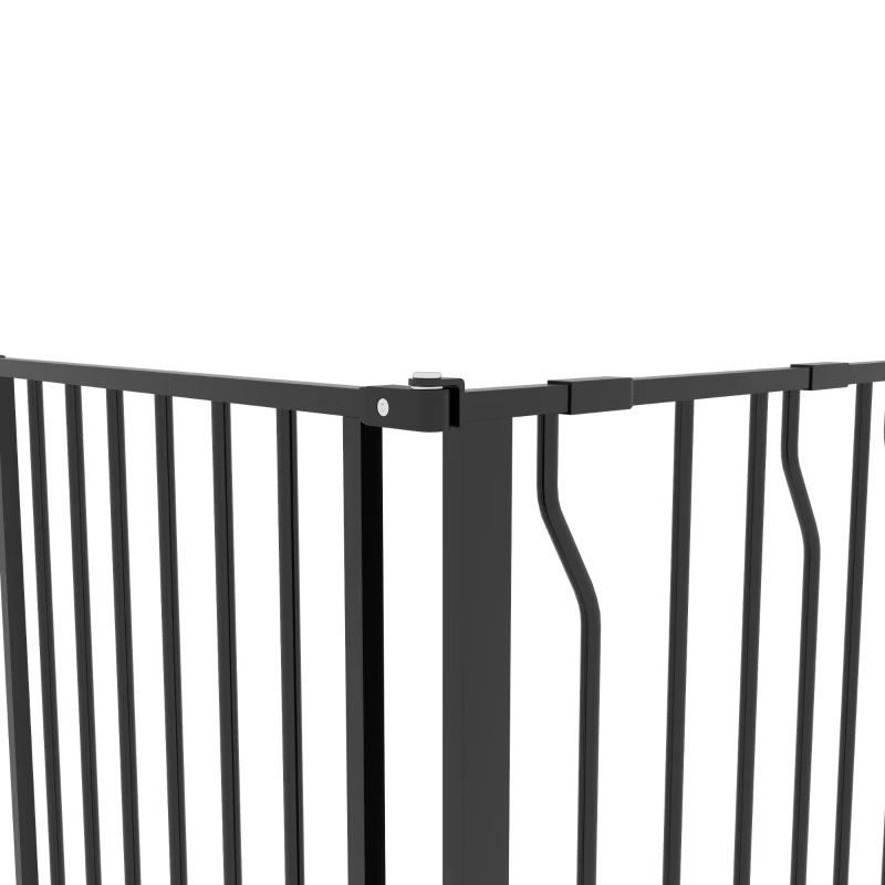 PawHut 30"- 45" Easy Install Pet Gate w/ Door & Double Locking System, Extra Wide Dog Gate for Stairs, Hallways, Black