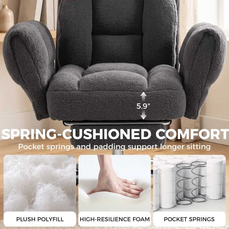 HOMCOM Criss Cross Office Chair with Flip-Up Armrests, Reclining Desk Chair with Wide Seat, Footrest, Wheels, Dark Gray