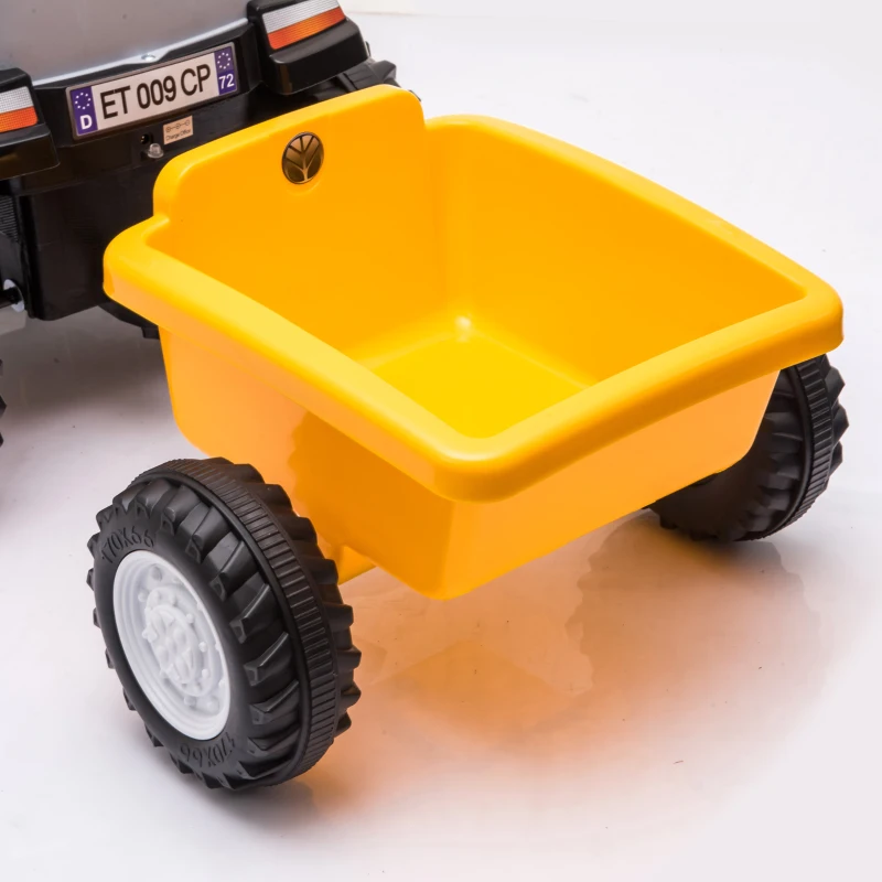 Qaba 2 in 1 Kids Ride On Tractor, 6V Electric Vehicle with Detachable Trailer, Music, Horn, Lights for Ages 1-3 Years, Yellow
