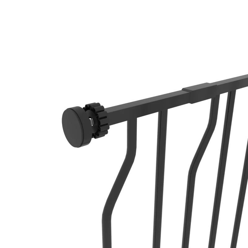 PawHut 30"- 45" Easy Install Pet Gate w/ Door & Double Locking System, Extra Wide Dog Gate for Stairs, Hallways, Black