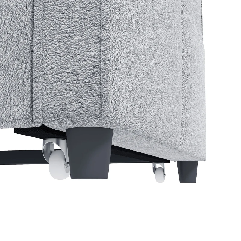 HOMCOM 51" Sofa Bed, Holland Velvet Loveseat Pull Out Sleeper Sofa with USB Ports, Adjustable Backrest, Side Pockets Grey