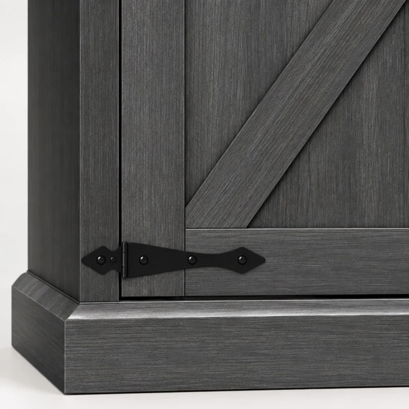 HOMCOM 30" Buffet Cabinet, Farmhouse Sideboard with 1.2" Thick Top, 2 Barn Doors, Drawer and Adjustable Shelf, Black