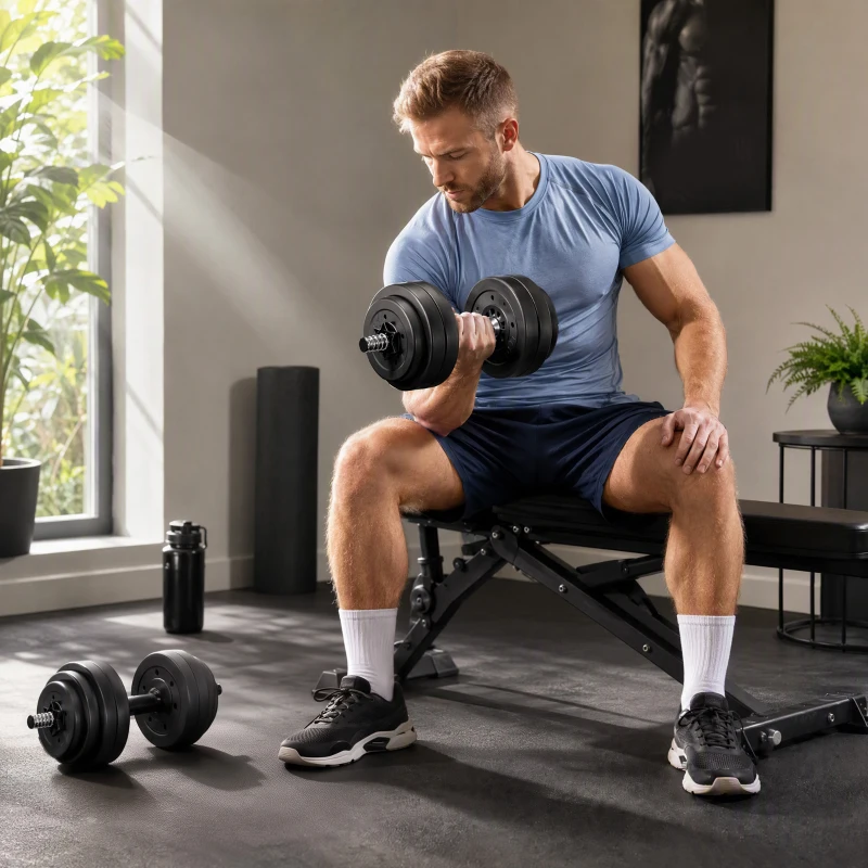 Soozier 3-in-1 Adjustable Dumbbell Set, 110 lb Weights Dumbbells Set for Home Gym with Non-Slip Grip