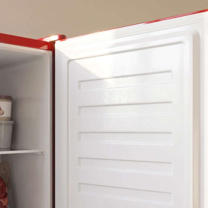 HOMCOM Compact Upright Freezer, 2.1 Cubic Feet Mini Freezer with Reversible Door, 2 Shelves, Adjustable Temperature, Red