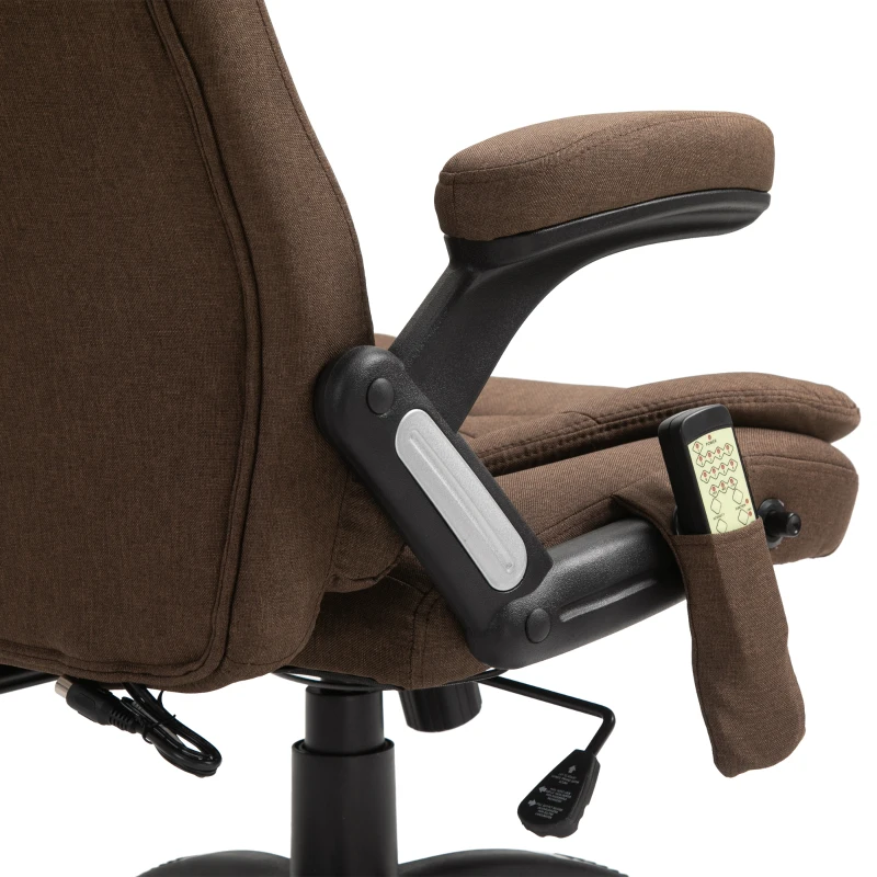 Vinsetto Reclining Massage Office Chair, Executive Office Chair with High Back, Swivel Wheels, Brown
