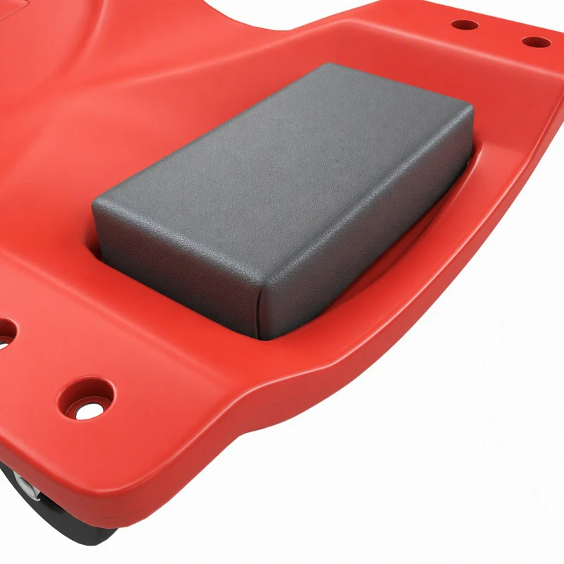 HOMCOM 40" Mechanic Creeper, 330 LBS Capacity, Low Profile, Padded Headrest, 2 Tool Trays, 6 Casters for Auto Repair, Red