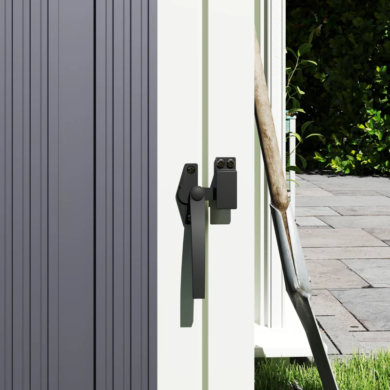 Outsunny Double Garbage Bin Shed, Lockable Outdoor Storage Shed with Openable Lid, Galvanized Frame for Garden Patio, Dark Grey