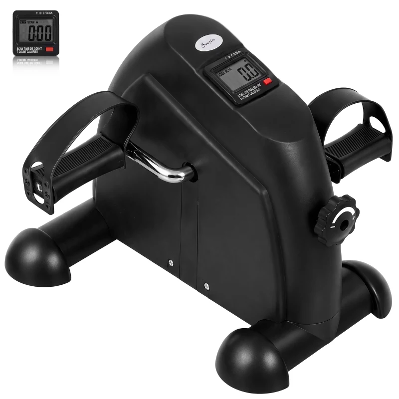 Soozier Portable Mini Pedal Exercise Bike Indoor Cycle Fitness Arm Leg w/ LCD Display, Black