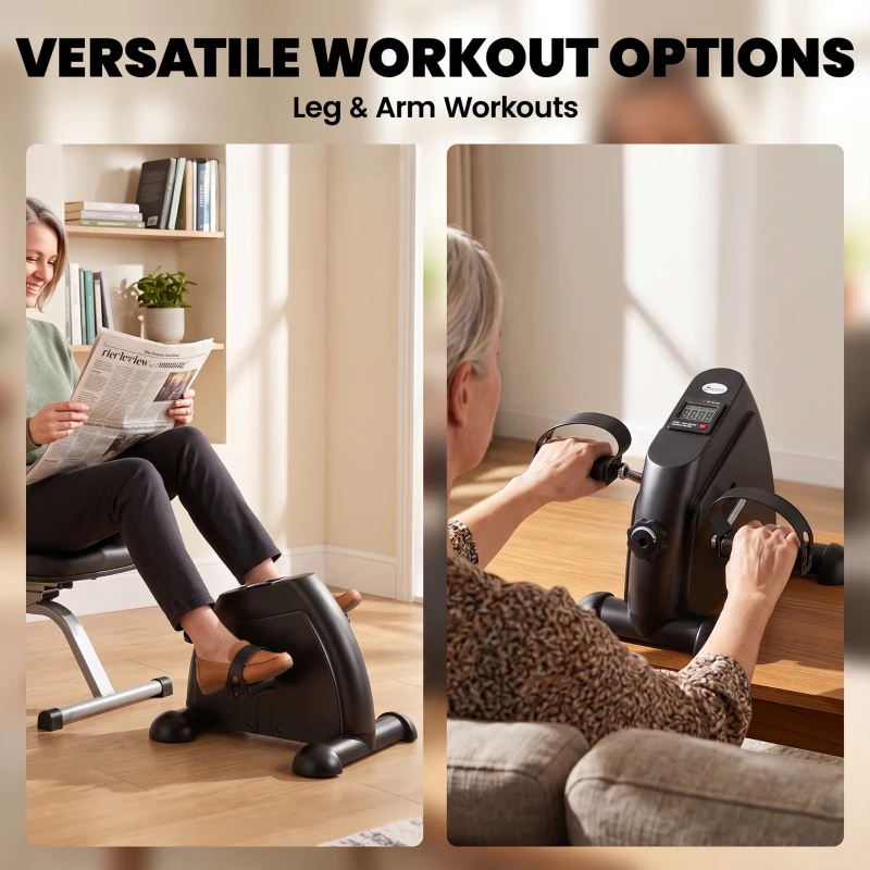Soozier Portable Mini Pedal Exercise Bike Indoor Cycle Fitness Arm Leg w/ LCD Display, Black
