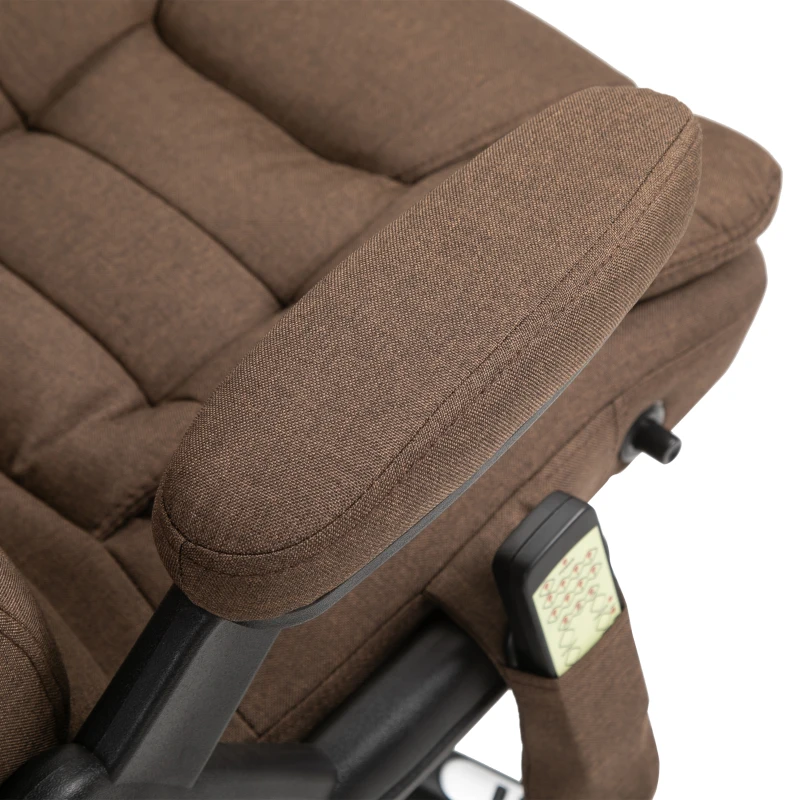 Vinsetto Reclining Massage Office Chair, Executive Office Chair with High Back, Swivel Wheels, Brown