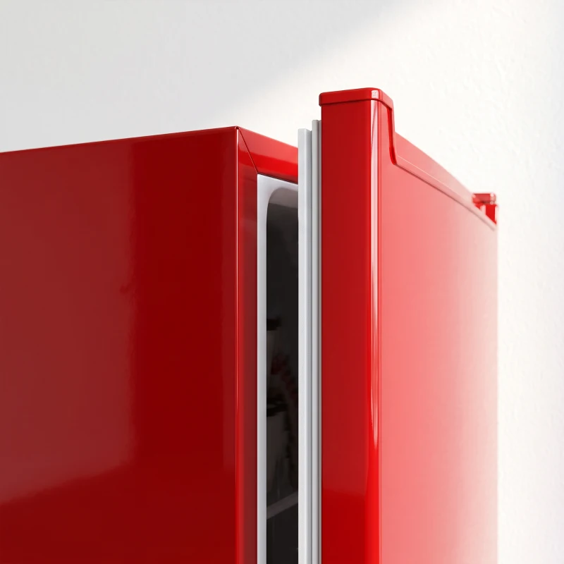 HOMCOM Compact Upright Freezer, 2.1 Cubic Feet Mini Freezer with Reversible Door, 2 Shelves, Adjustable Temperature, Red