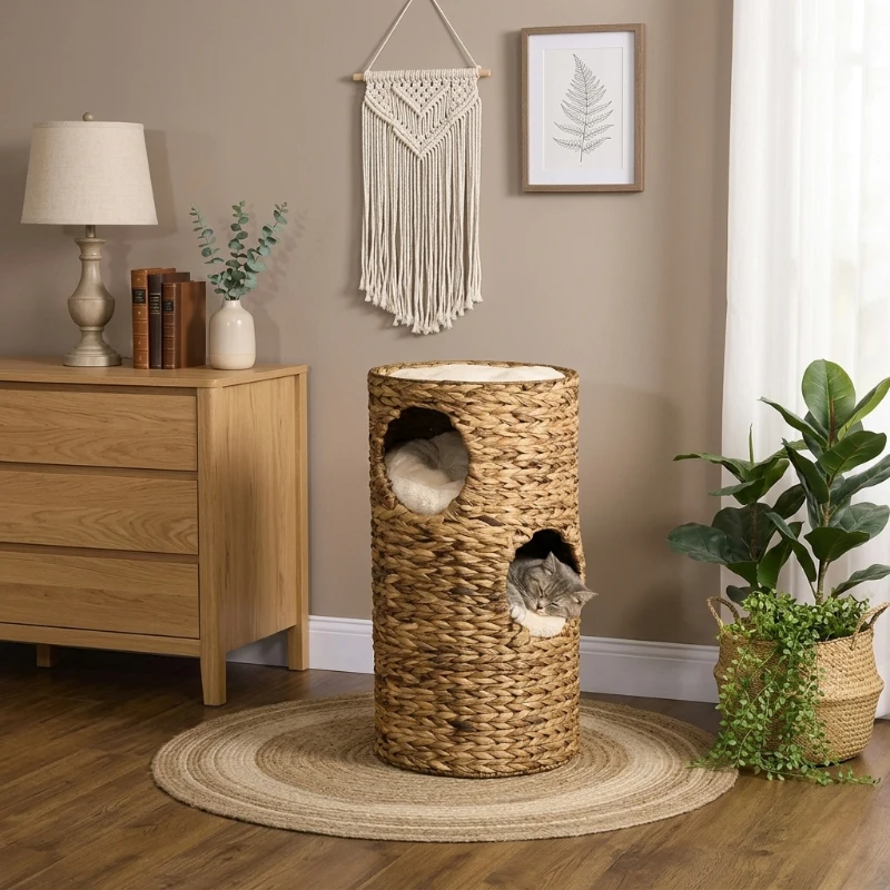 PawHut Elevated Cat Bed with Hideaways, 3 Story Kitty Tower for Indoor Cats