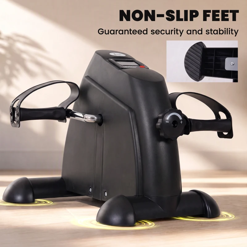 Soozier Portable Mini Pedal Exercise Bike Indoor Cycle Fitness Arm Leg w/ LCD Display, Black