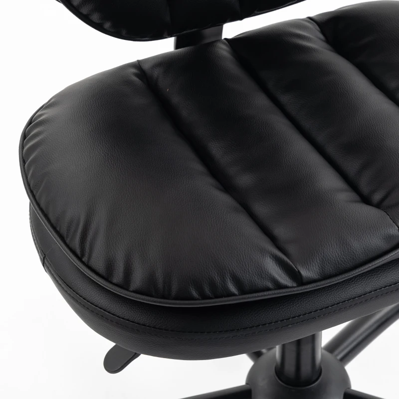 HOMCOM Ergonomic Cross Legged Office Chair, 360° Swivel Meditation Desk Chair with Wheels and Detachable Wider Footrest, Black