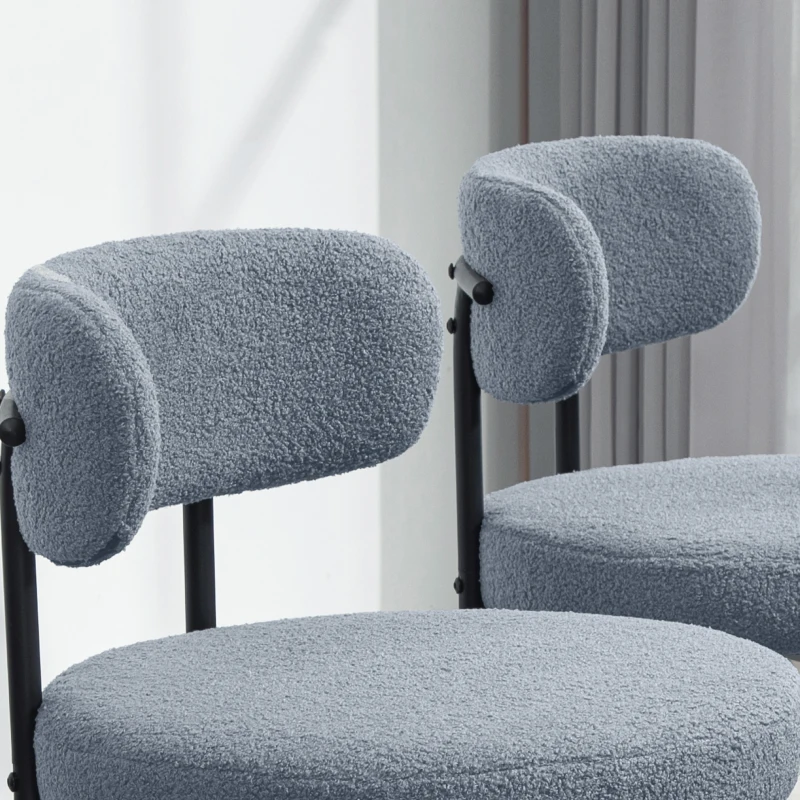 HOMCOM Round Modern Upholstered Kitchen Chairs, Boucle Dining Chairs Set of 4 with Curved Backrest and Thick Cushion, Gray