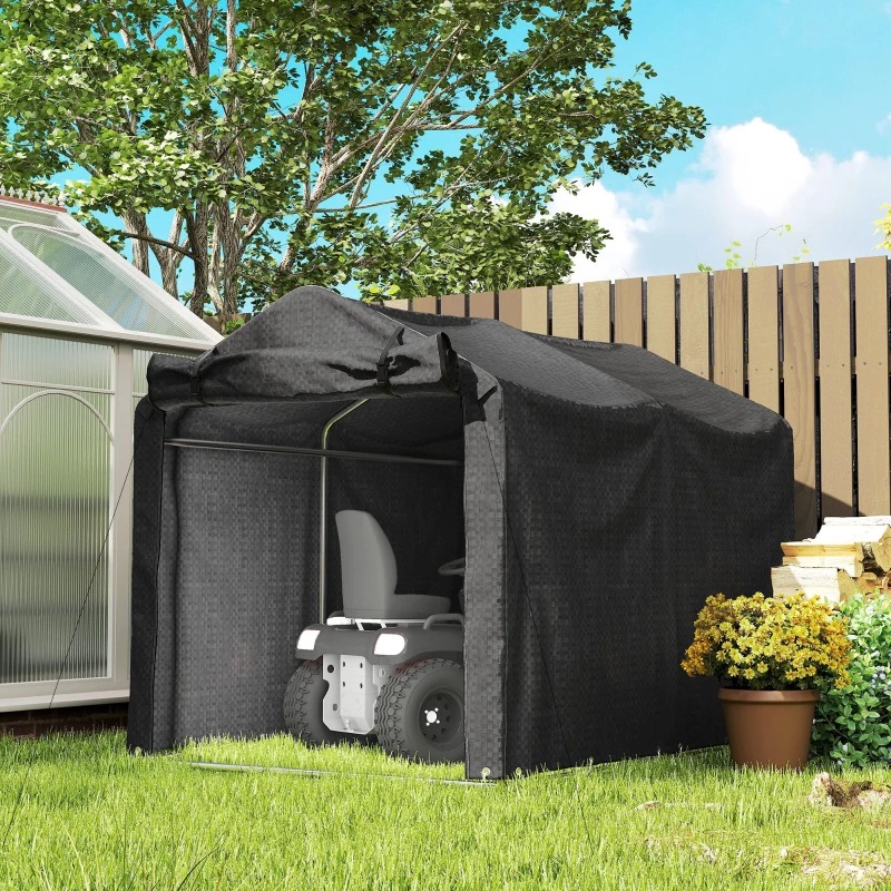 Outsunny Outdoor Storage Shed, UV Resistant Bike Tent with Roll-up Zipper Door, Portable Shed for Bike, Motorcycle, Black