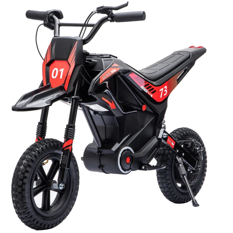 Qaba 24V Kids Electric Motorcycle with 180W Brushless Motor, Suspension, Soft Start, 12" Rubber Tires for 6+ Years, Black