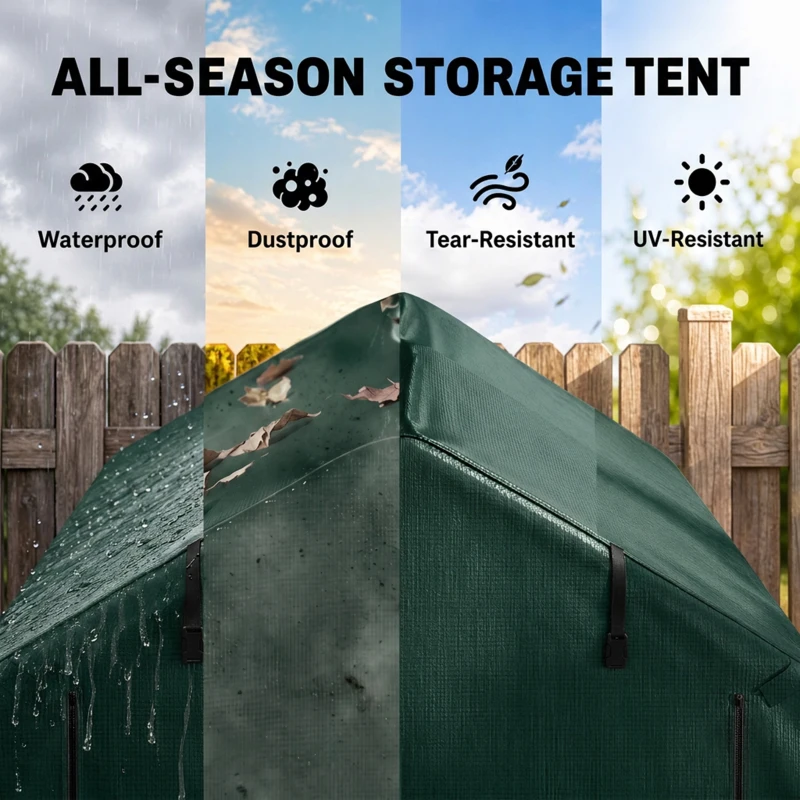 Outsunny Outdoor Storage Shed, UV Resistant Bike Tent with Roll-up Zipper Door, Portable Shed for Bike, Motorcycle, Dark Green