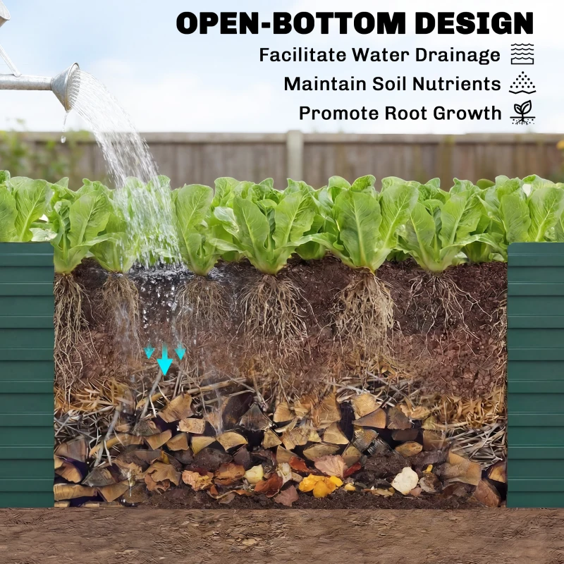 Outsunny 6' x 3' x 2' Raised Garden Bed, Set of 2 Galvanized Planter Box for Vegetables, Flowers & Herbs, Green