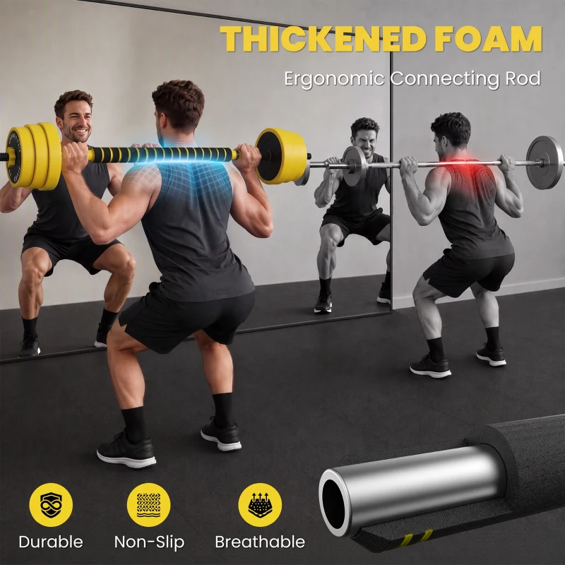 Soozier Dumbbell & Barbell Adjustable Set 44lbs Plate Bar Clamp Rod for Strength Training, Full Body Workout, Muscle Building Men Women Home Gym Sports Area Exercise Ergonomic