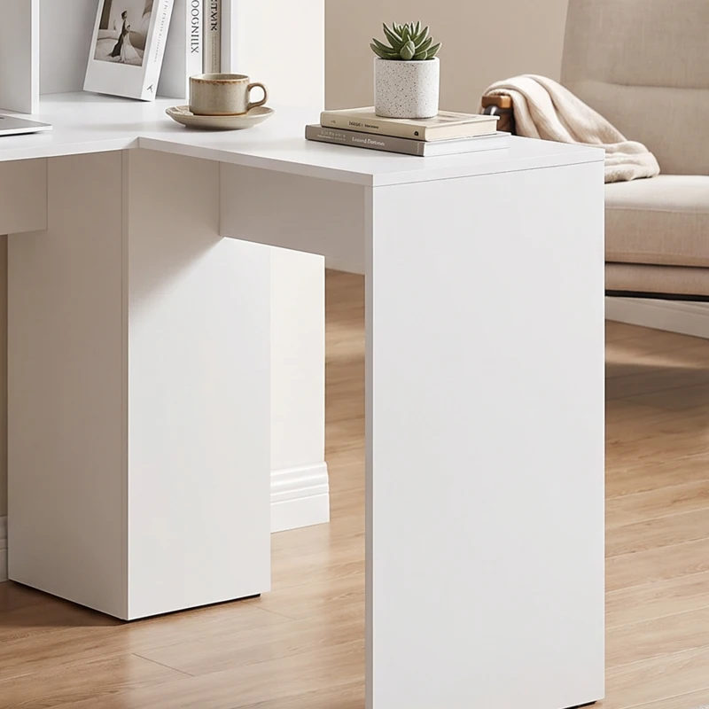 HOMCOM Modern Corner Computer Desk, L Shaped Desk with Storage Shelves for Home Office, Bedroom, White