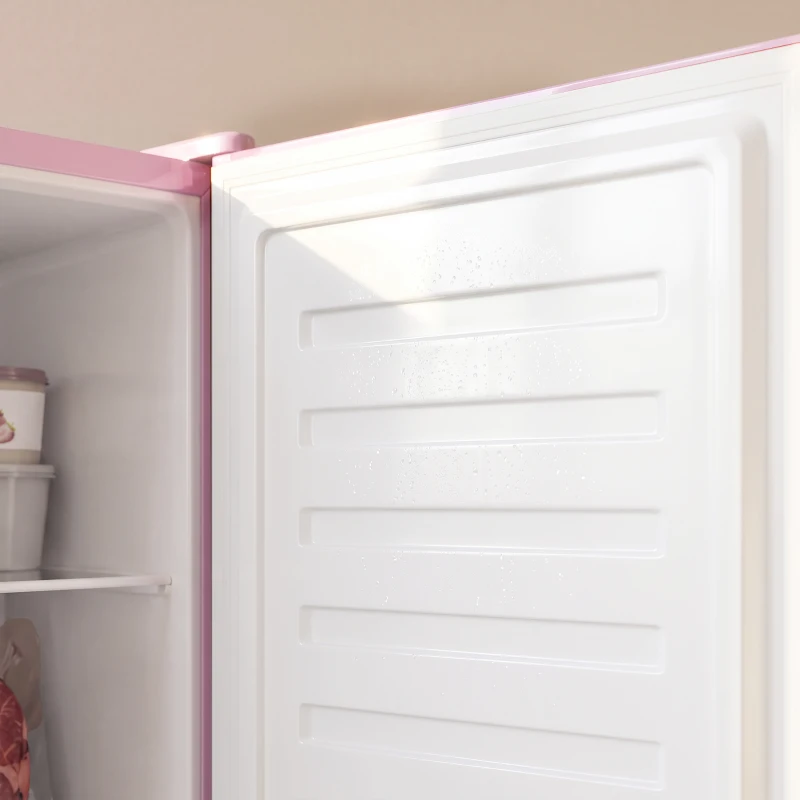 HOMCOM Compact Upright Freezer, 2.1 Cubic Feet Mini Freezer with Reversible Door, 2 Shelves, Adjustable Temperature, Pink