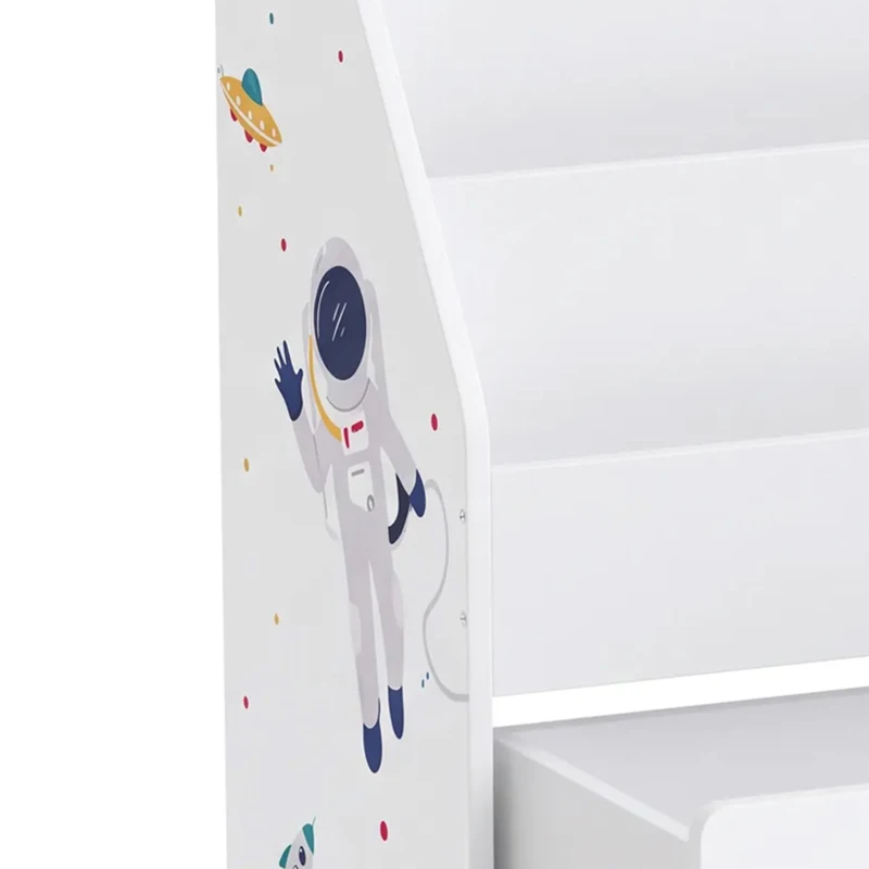 Qaba Montessori Kids Bookshelf with Moveable Drawer, 3-Tier Bookshelf for Kids Room, Nursery, Playroom, Ages 3-8 Years, White