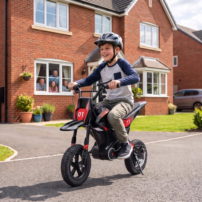 Qaba 24V Kids Electric Motorcycle with 180W Brushless Motor, Suspension, Soft Start, 12" Rubber Tires for 6+ Years, Black