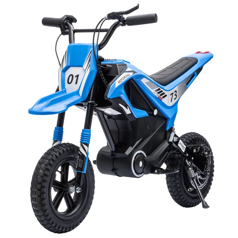Qaba 24V Kids Electric Motorcycle with 180W Brushless Motor, Suspension, Soft Start, 12" Rubber Tires for 6+ Years, Blue