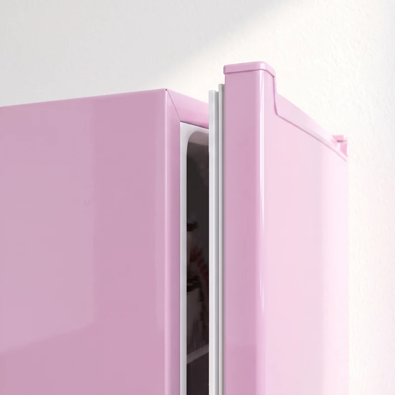 HOMCOM Compact Upright Freezer, 2.1 Cubic Feet Mini Freezer with Reversible Door, 2 Shelves, Adjustable Temperature, Pink
