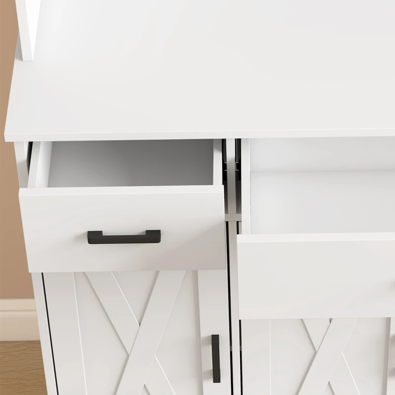 HOMCOM 73" Pantry Cabinet with Charging Station, Tall Kitchen Hutch with Microwave Stand, Kitchen Pantry Storage Cabinet, White