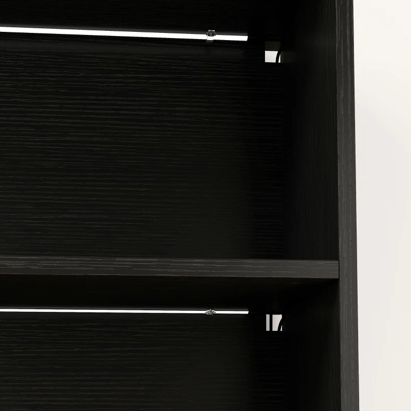 HOMCOM Bookshelf with LED Lights, 5-Tier Bookcase, Cable Holes, for Living Room, Study, Black Wood Grain
