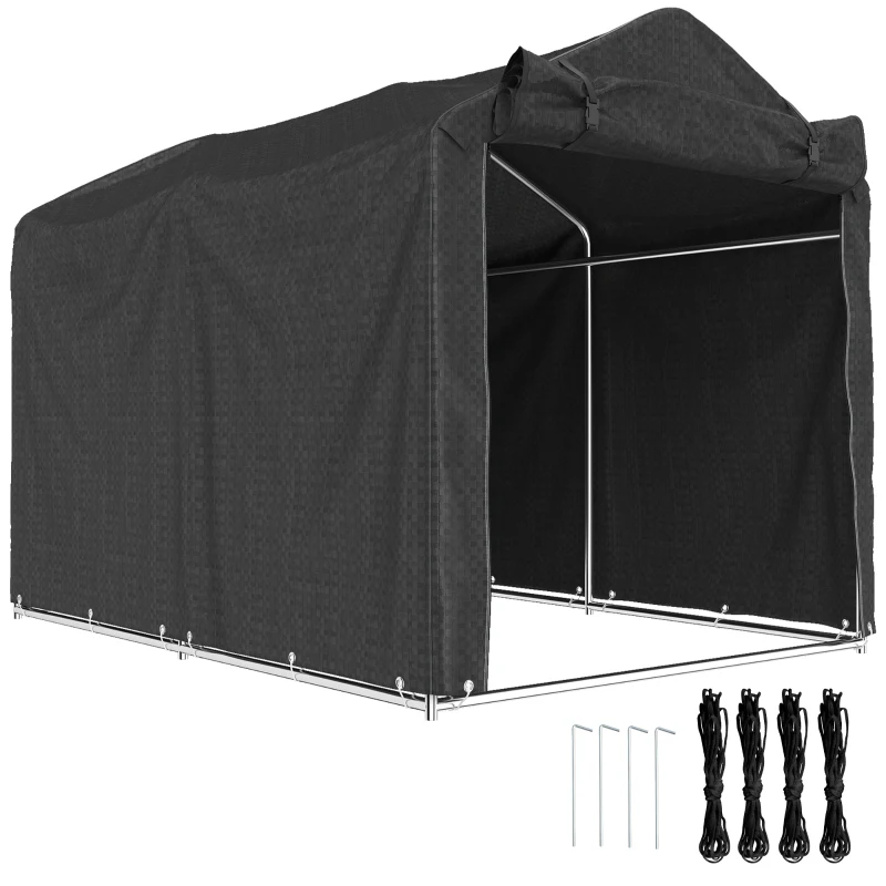 Outsunny Outdoor Storage Shed, UV Resistant Bike Tent with Roll-up Zipper Door, Portable Shed for Bike, Motorcycle, Black