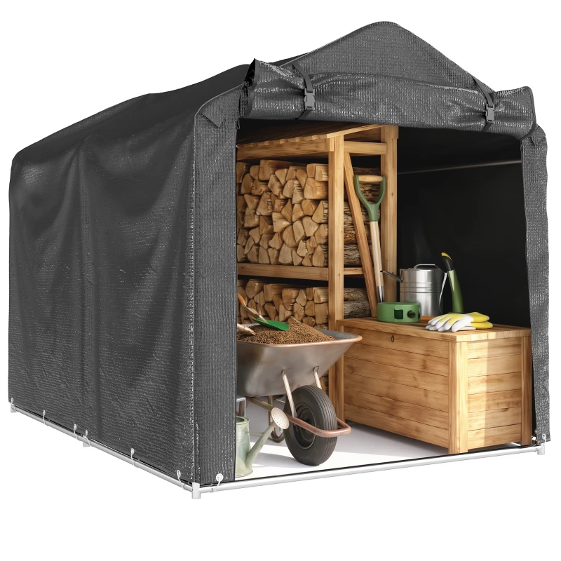Outsunny Outdoor Storage Shed, UV Resistant Bike Tent with Roll-up Zipper Door, Portable Shed for Bike, Motorcycle, Dark Grey