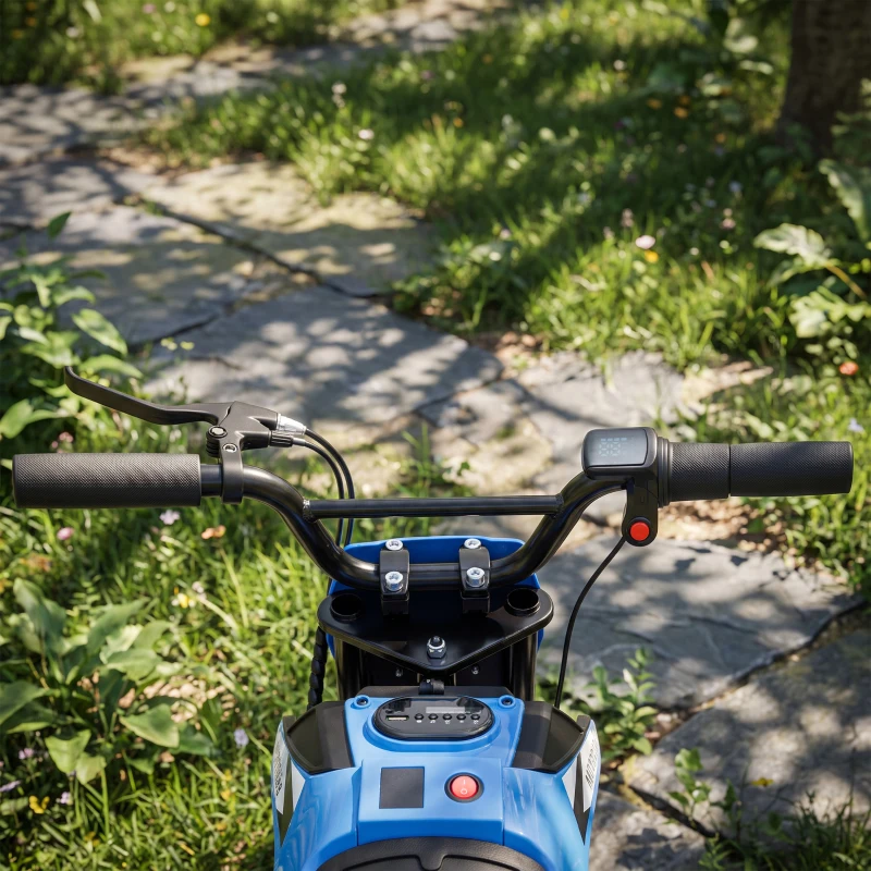Qaba 24V Kids Electric Motorcycle with 180W Brushless Motor, Suspension, Soft Start, 12" Rubber Tires for 6+ Years, Blue