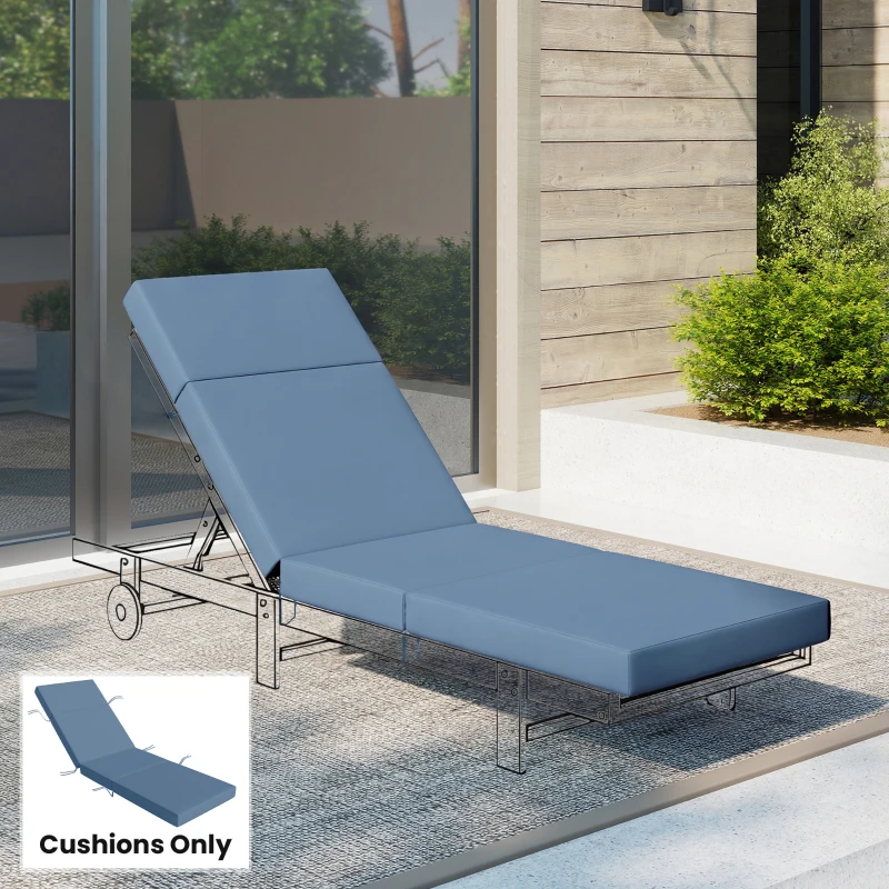 Outsunny Chaise Lounge Cushion, 4" Thick Outdoor Lounge Chair Cushions with Ties for Patio, 26" x 80", Navy Blue