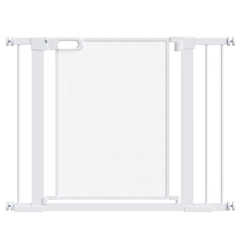 PawHut 29.5"-40.6" Metal Pet Gate, Dog Gate with Auto Closing Door, Double Locking, for Doorways, Stairs, Hallways, White