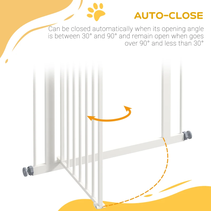 PawHut Extra Tall Dog Gate with Door, Pressure Fit, Auto Close, Double Locking for Doorways Hallways Stairs, 29"-32", White