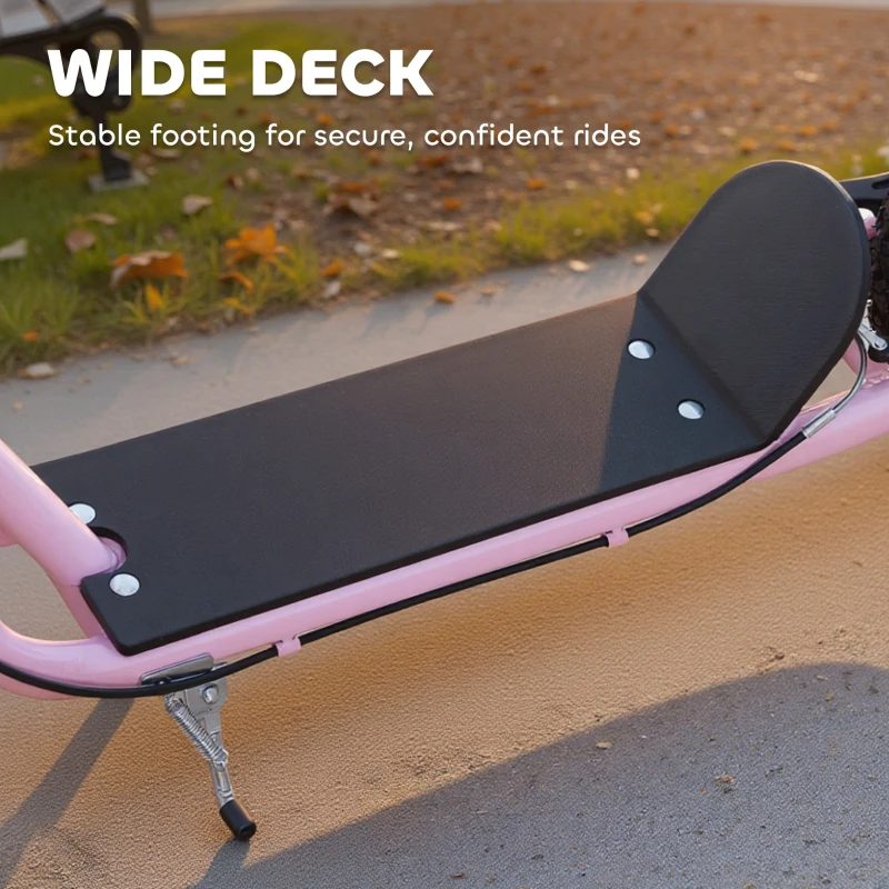 HOMCOM Kick Scooter for Children 5+ Years, Adjustable Height, with Large Inflatable Wheels, Dual Brakes - Pink