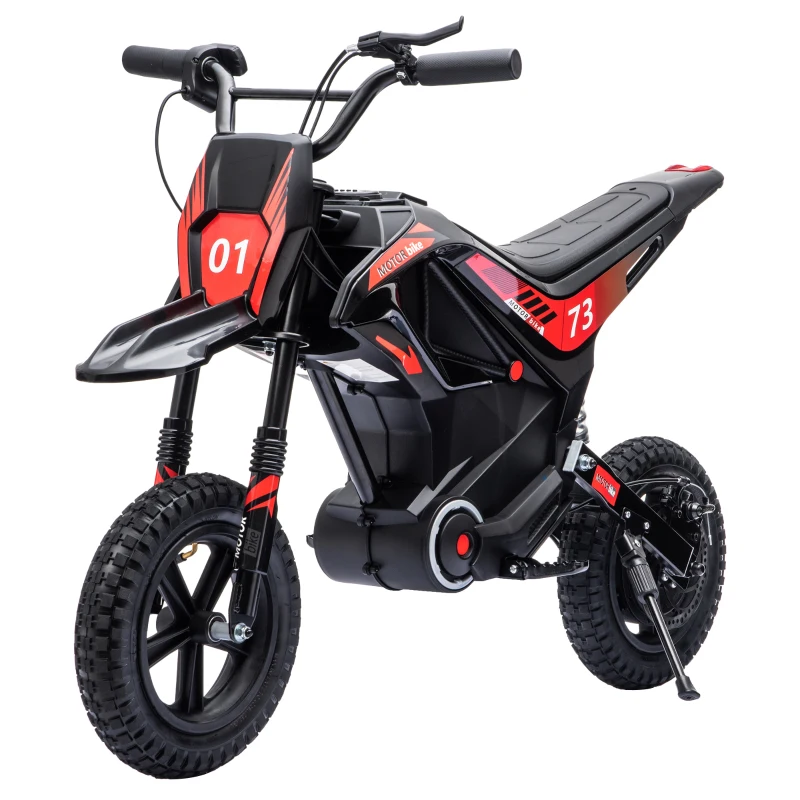 Qaba 24V Kids Electric Motorcycle with 180W Brushless Motor, Suspension, Soft Start, 12" Rubber Tires for 6+ Years, Black