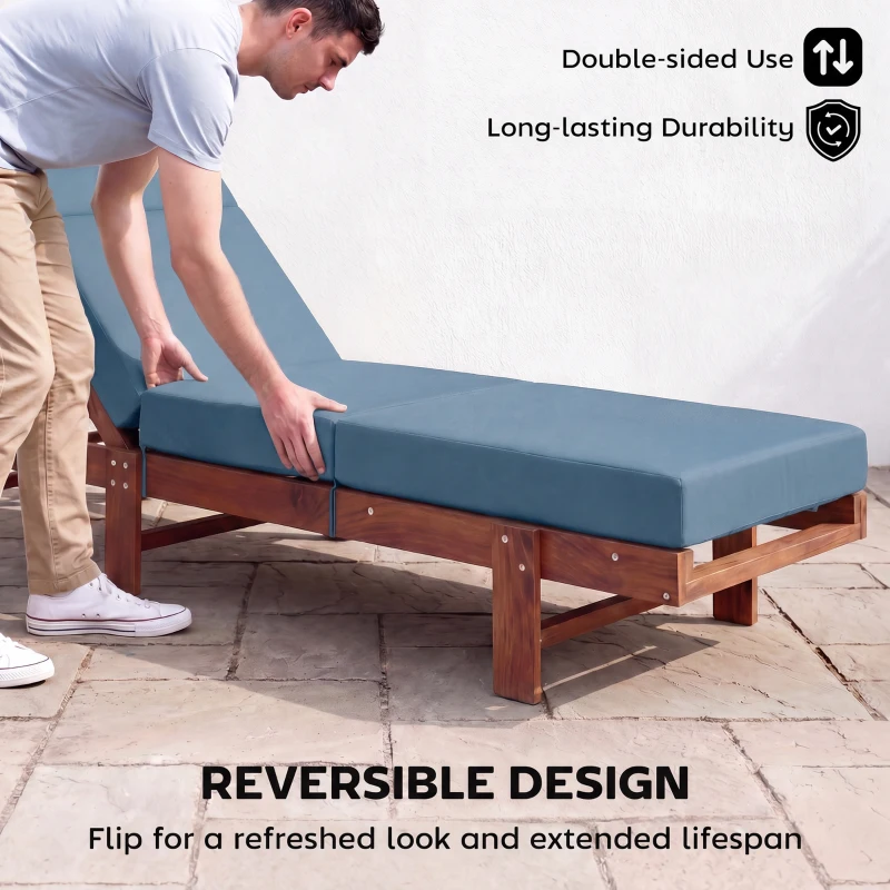 Outsunny Chaise Lounge Cushion, 4" Thick Outdoor Lounge Chair Cushions with Ties for Patio, 26" x 80", Navy Blue
