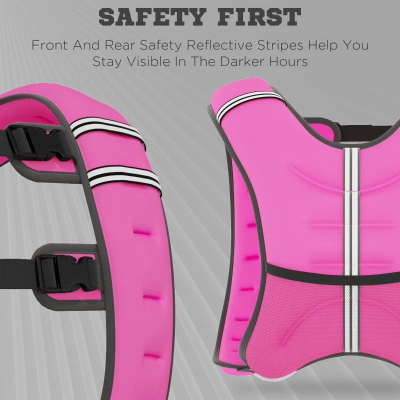 Soozier Body Weighted Vest with Pocket, Soft Skin-Friendly Weighted Workout Vest, Adjustable Weighted Running Equipment, 17.6 lbs., Pink