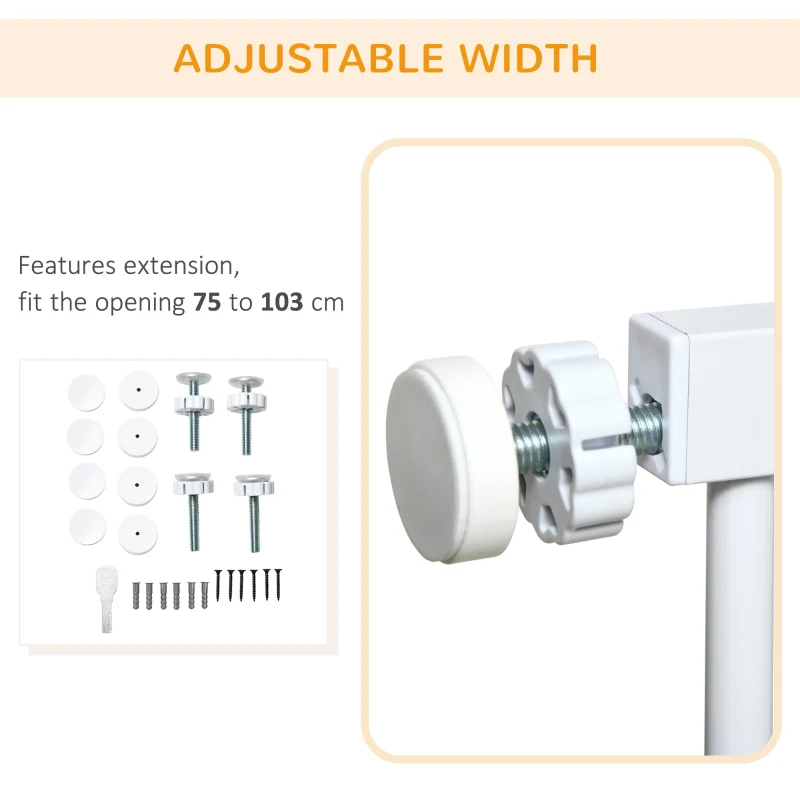 PawHut 29.5"-40.6" Metal Pet Gate, Dog Gate with Auto Closing Door, Double Locking, for Doorways, Stairs, Hallways, White
