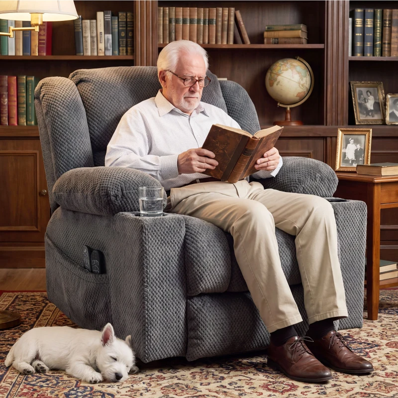 HOMCOM Dual Motor Power Lift Recliner Chair with Massage and Heat for Elderly, 180° Flat Recline, Wide Seat, Dark Gray