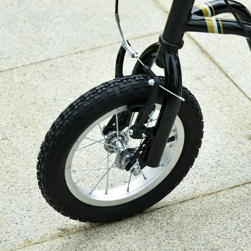 Aosom Youth Scooter Front and Rear Caliper Dual Brakes 12-Inch Inflatable Front Wheel Ride On Toy For Age 5+ - Black