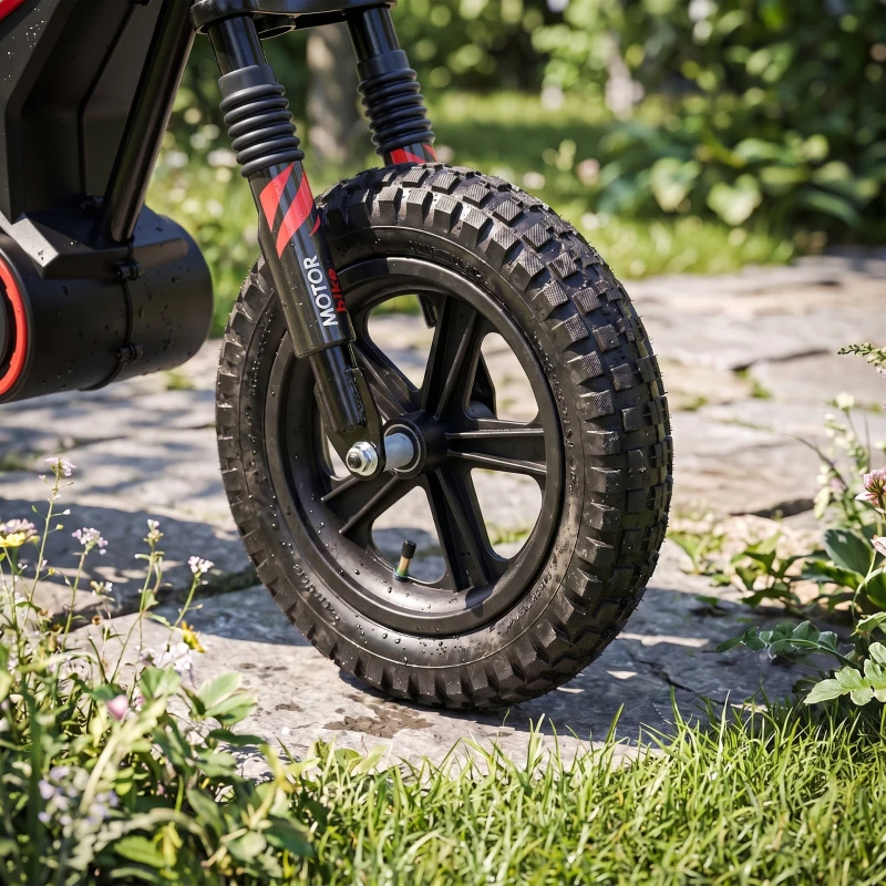 Qaba 24V Kids Electric Motorcycle with 180W Brushless Motor, Suspension, Soft Start, 12" Rubber Tires for 6+ Years, Black