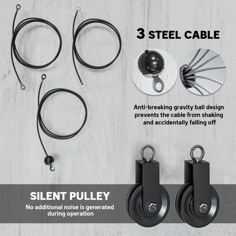 Soozier Weight Cable Pulley System for Home Gym with Universal Loading Pin for LAT Pull Down, Biceps Curl Workout, Red