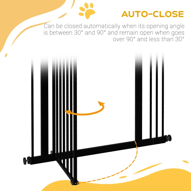 PawHut Extra Tall Dog Gate with Door, Pressure Fit, Auto Close, Double Locking for Doorways Hallways Stairs, 29"-34", Black