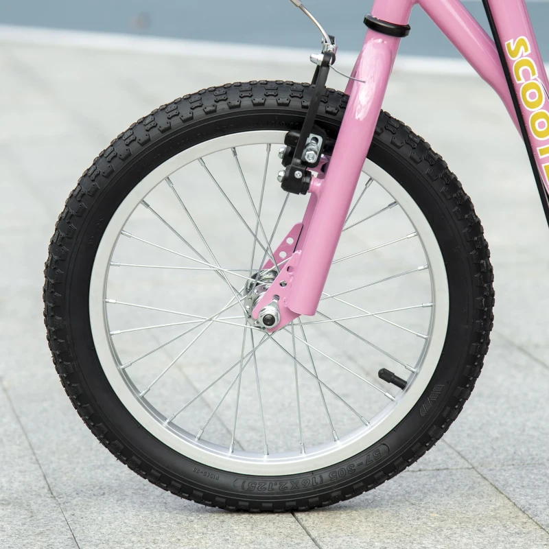 HOMCOM Kick Scooter for Children 5+ Years, Adjustable Height, with Large Inflatable Wheels, Dual Brakes - Pink