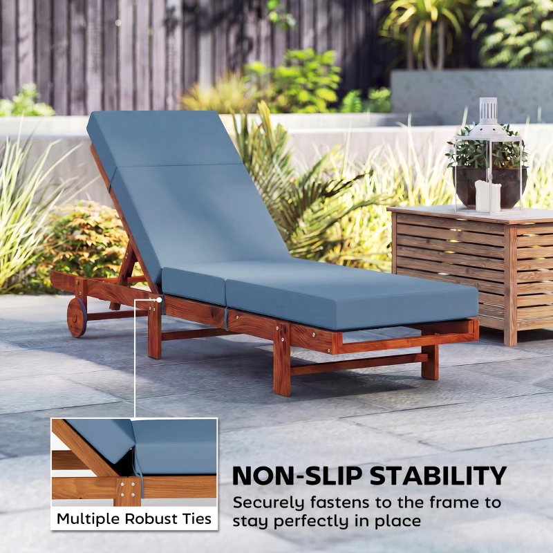 Outsunny Chaise Lounge Cushion, 4" Thick Outdoor Lounge Chair Cushions with Ties for Patio, 26" x 80", Navy Blue